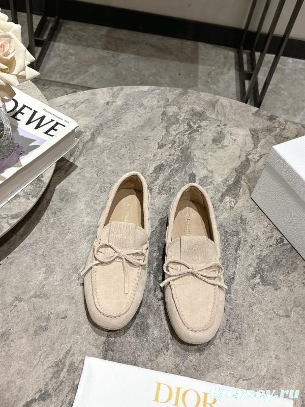2025 Women Dior Beige Suede Loafers