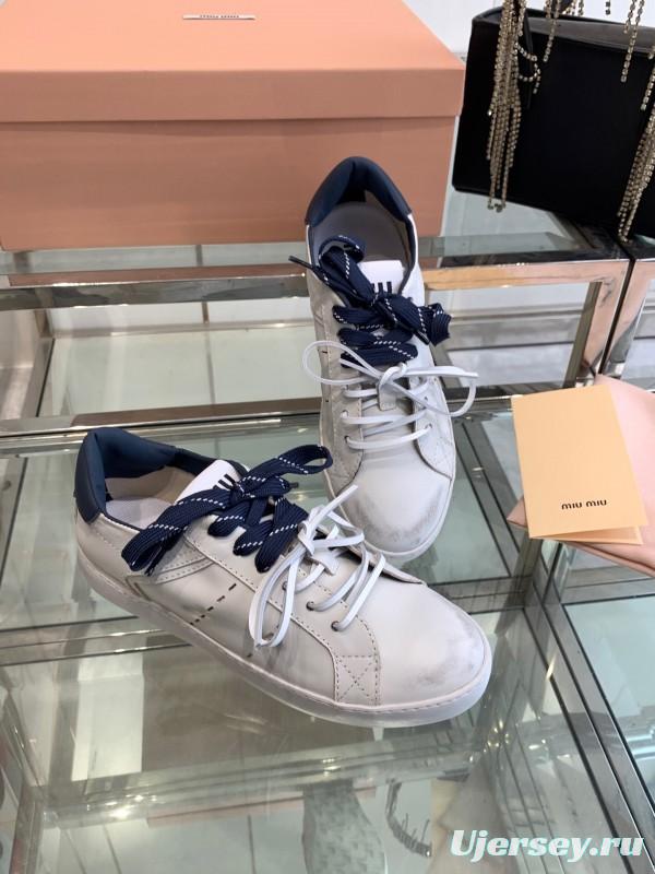 2025 Women Miu Miu White Leather Sneakers LY00290