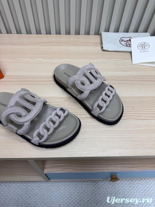 2025 Slippers Hermès Grey Suede Slippers