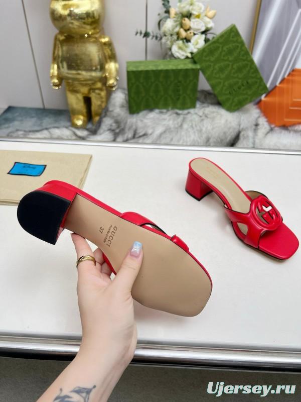 2025 Gucci Red Leather Slippers