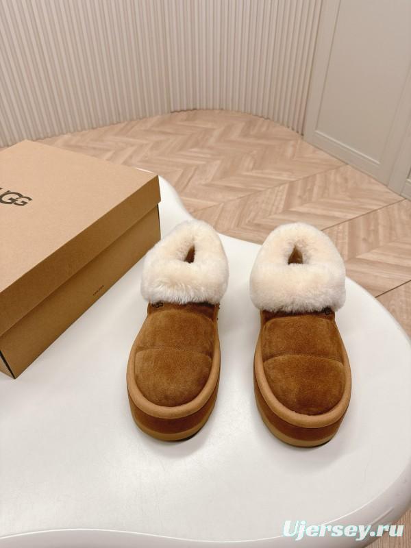 2024 UGG Chestnut Suede Sheepskin Slippers MJ00280