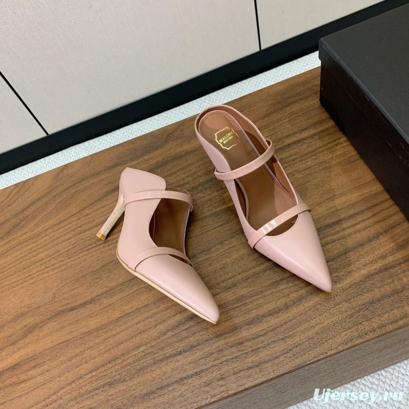 2025 Women Malone Souliers Pink Leather Mid Heel