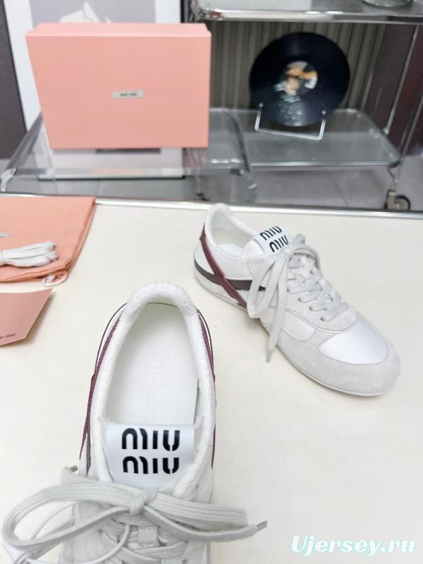 2025 Women Miu Miu Blue Grey Pink Yellow Suede Mesh Sneakers G027