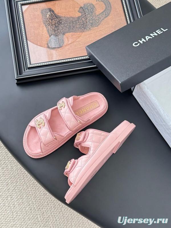 2025 Women Chanel Pink Leather Sandals LY00310