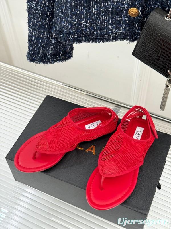2025 Women YSL Red Mesh Sandals