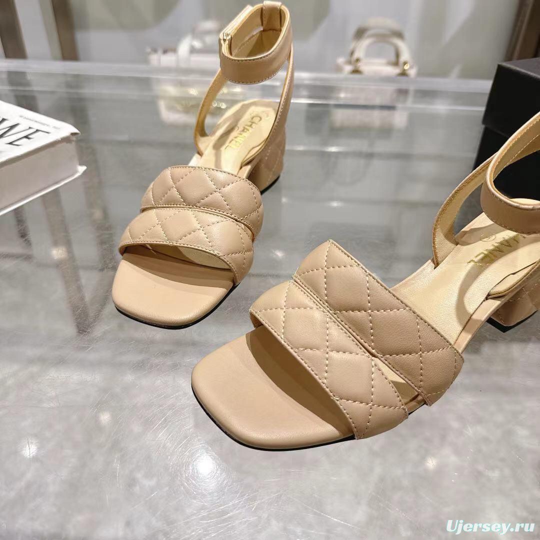 2025 Women Chanel Beige Leather Sandals LY00280