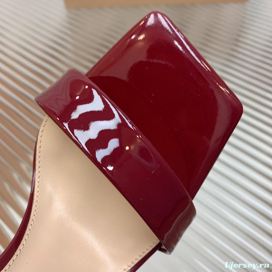 2025 Women Gianvito Rossi Burgundy Patent Leather High Heel Sandals