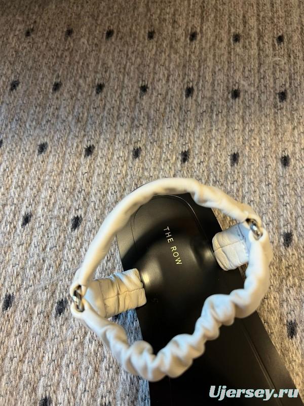 2025 Women The Row White Leather Flat Sandals