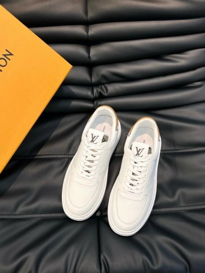 2024 Unisex Louis Vuitton White Brown Mesh Leather Sneakers MJ00400