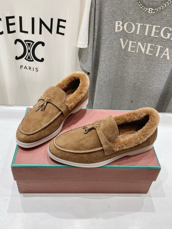 2024 Women Le Parmentier brown suede shearling loafers