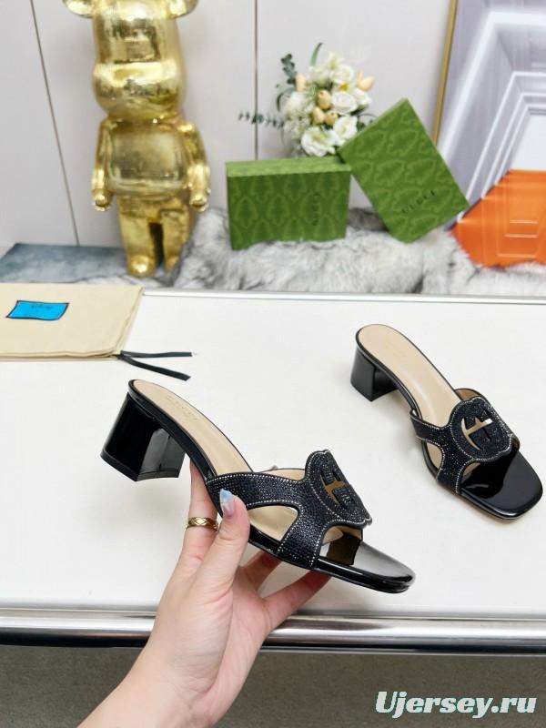 2025 Gucci Black Leather Slippers