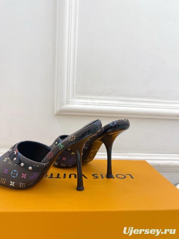 2025 Women Louis Vuitton Multicolor Leather High Heel Mule