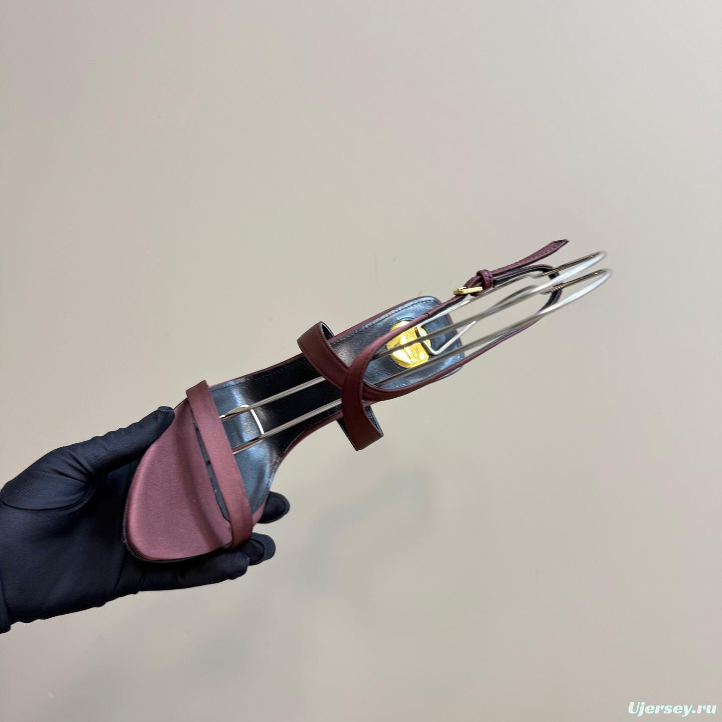 2025 Women Yves Saint Laurent Burgundy Suede Wedge Sandals Elegant Strappy Design KFY00290 (F)