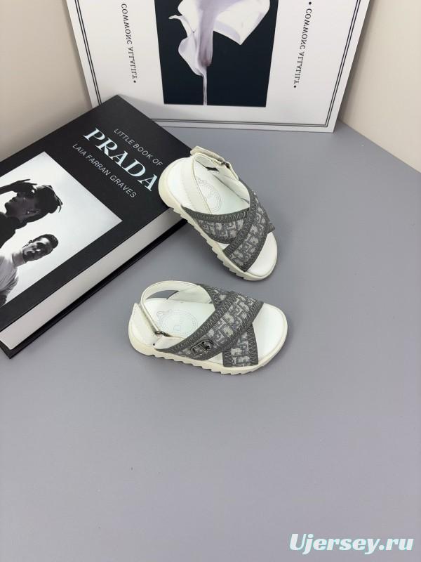 2025 Kids Dior Black White Fabric Sandals