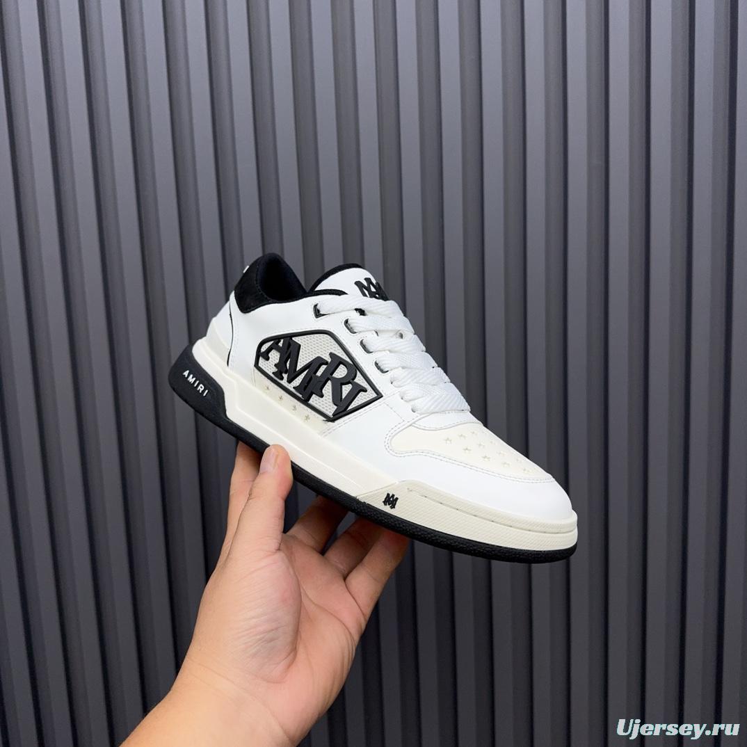 2025 Unisex Amiri White Black Leather Sneakers MJ00360