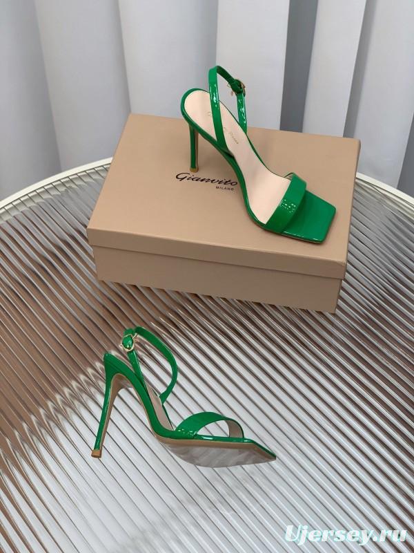 2025 Women Gianvito Rossi Green Patent Leather Sandals