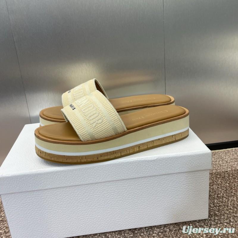 2025 Slippers Dior Beige Canvas Slippers