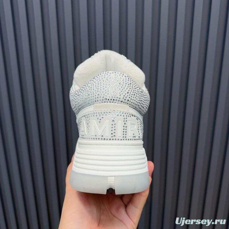 2024 Unisex Amiri White Mesh Leather Sneakers MJ00410