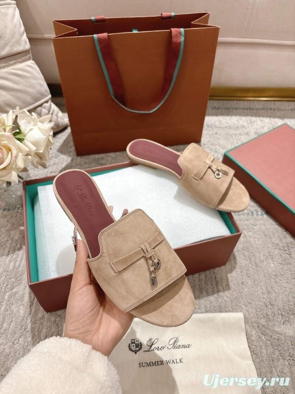 2025 Women LP Beige Suede Slippers LY00270