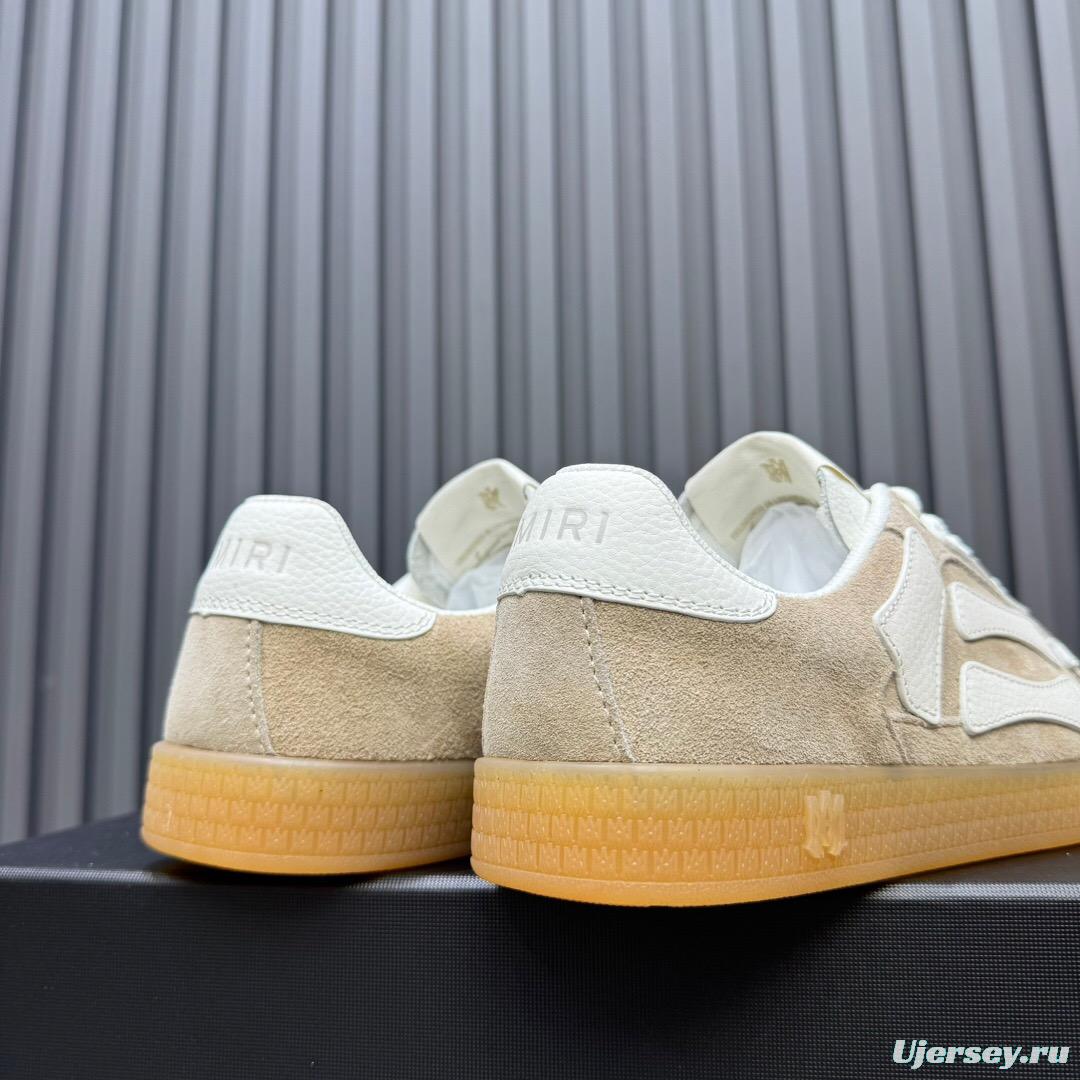 2025 Unisex Amiri Bone White Beige Leather Suede Sneakers LY00280