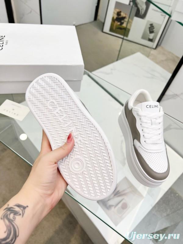 2025 Women CELINE White Grey Leather Sneakers