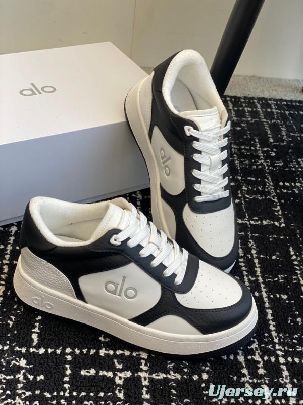 2025 Women Alo Black White Leather Sneakers KFY00280