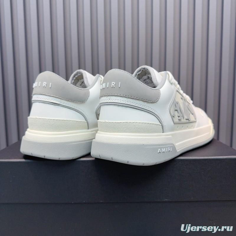 2025 Unisex Amiri White Grey Leather Sneakers MJ00360