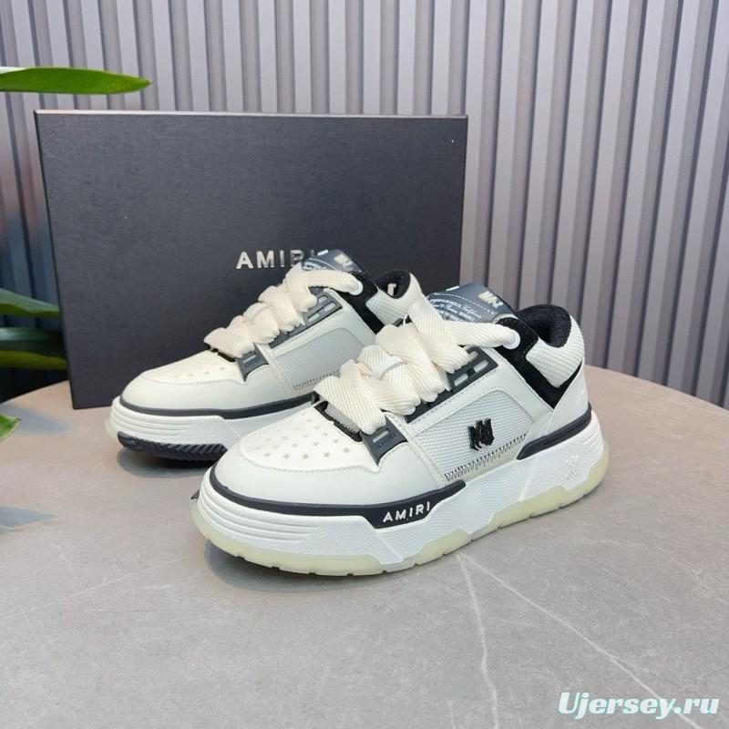 2024 Unisex Amiri White Black Leather Sneakers MJ00360