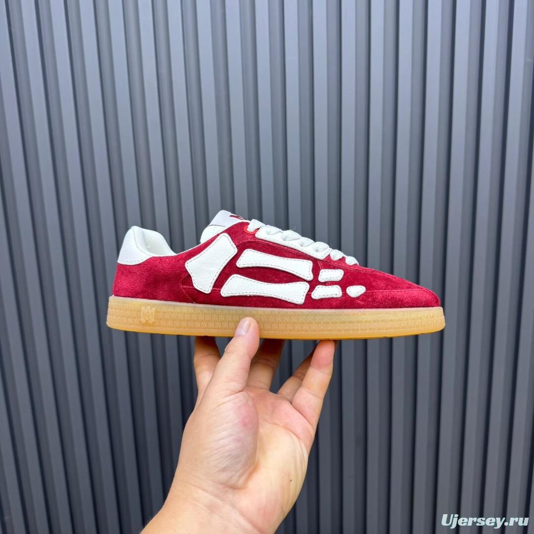 2025 Unisex Amiri Red White Suede Leather Sneakers Skeleton Pattern LY00280