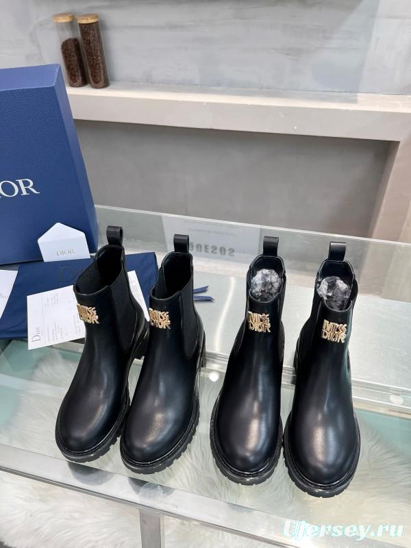 2024 Women Dior Black Leather Boots MJ00350