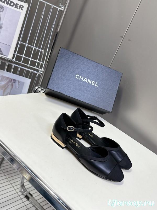 2025 Women Chanel Black Lambskin Sandals KFY00270