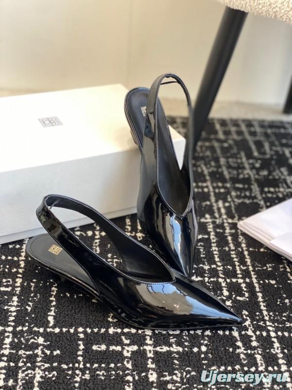 2025 Women Toteme Black Patent Leather Slingback Pumps