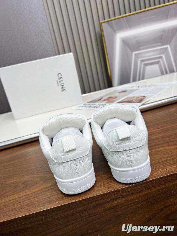 2025 Unisex CELINE White Leather Sneakers KFY00260