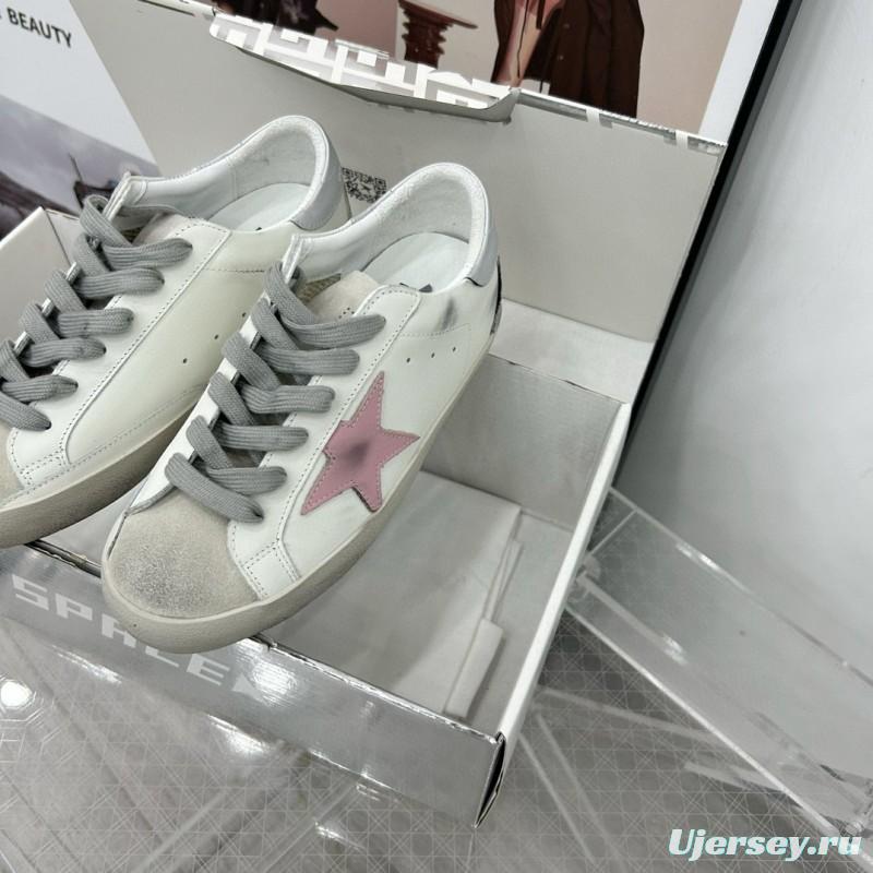 2025 Women GGDB White Pink Leather Sneakers