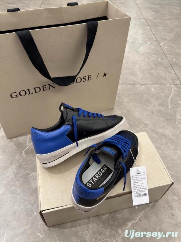 2024 Unisex GGDB Black Blue Leather Mesh Low Top Sneakers MJ00260