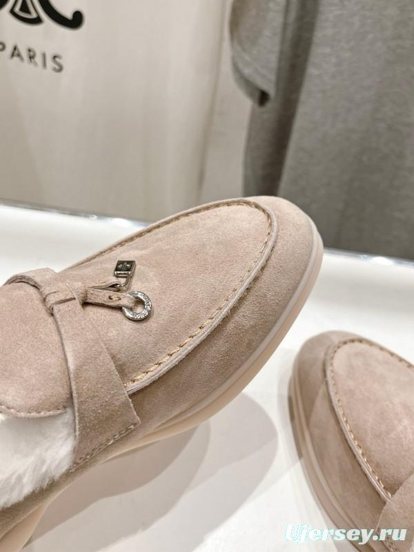 2024 Women LP beige suede shearling loafers MJ00300