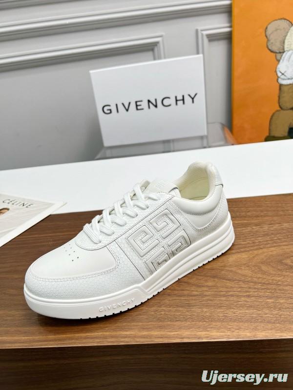 2024 Unisex Givenchy White Silk Calfskin Patent Leather Low Top Sneakers MJ00380
