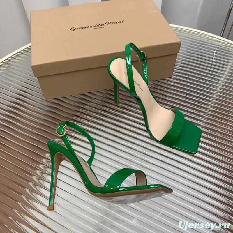 2025 Women Gianvito Rossi Green Patent Leather Sandals