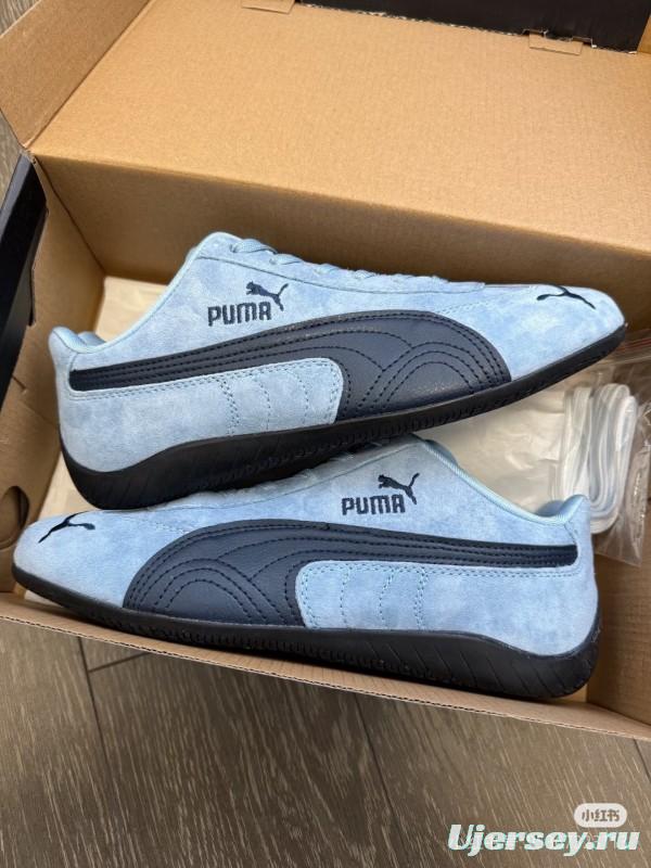 2025 Women Puma Light Blue Black Suede Casual Sneakers KFY00260