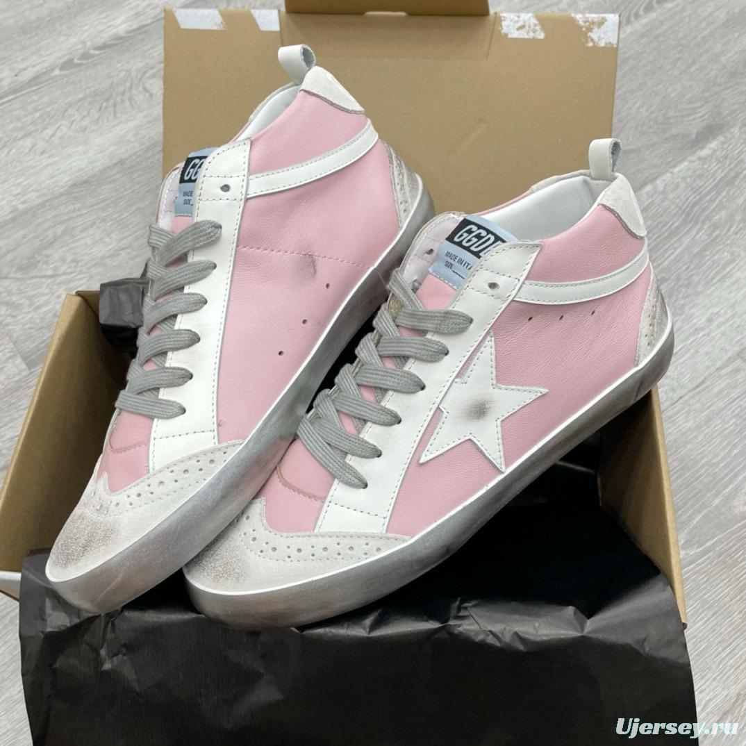 2024 Women GGDB Pink White Leather High Top Sneakers MJ00300