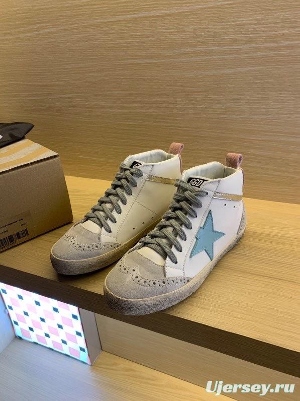 2024 Unisex GGDB White Blue Suede Leather High Top Sneakers MJ00300