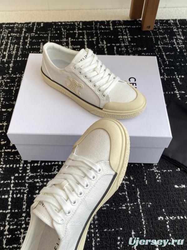 2025 Women Celine White Canvas Sneakers KFY00285