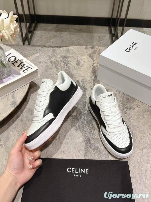 2025 Women Celine Black White Leather Sneaker