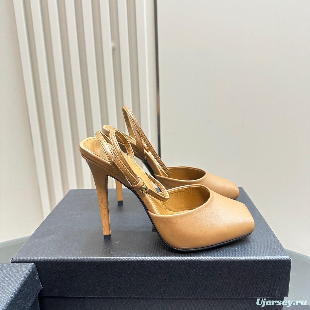 2025 Women Yves Saint Laurent Tan Calf Leather Heels KFY00280