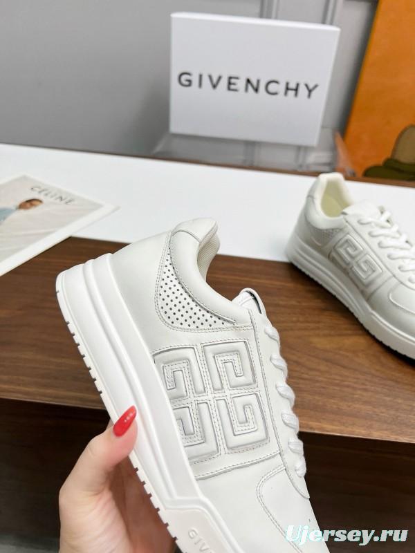 2024 Unisex Givenchy White Silk Calf Leather Patent Leather Sneakers MJ00380