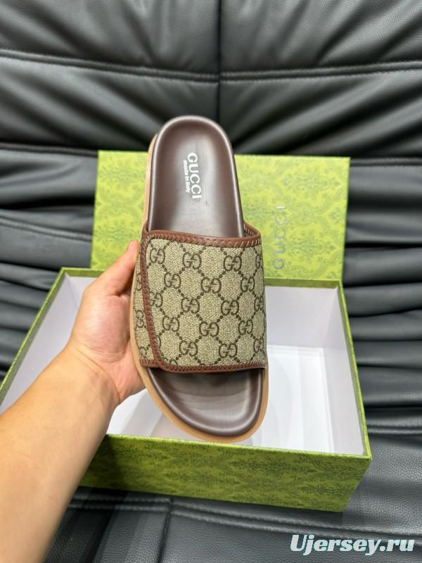 2024 Slippers Gucci Brown Canvas Slippers MJ00200