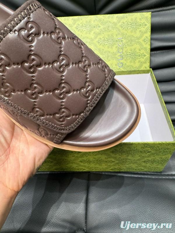 2024 Slippers Gucci Brown Leather Slippers MJ00200
