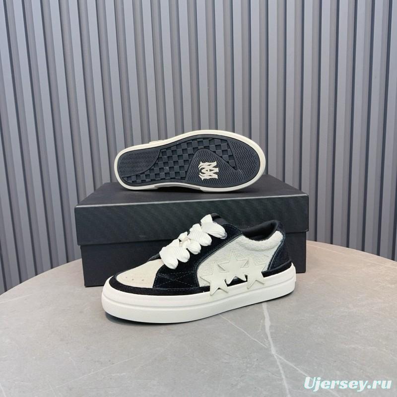 2024 Unisex Amiri Black White Leather Sneakers MJ00300