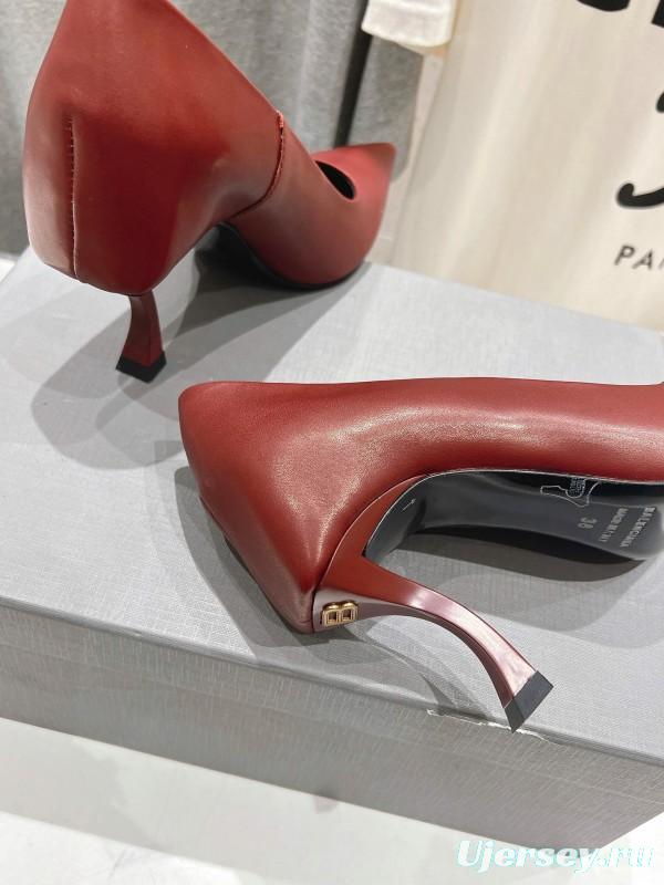 2025 Women Balenciaga Brown Leather High Heels