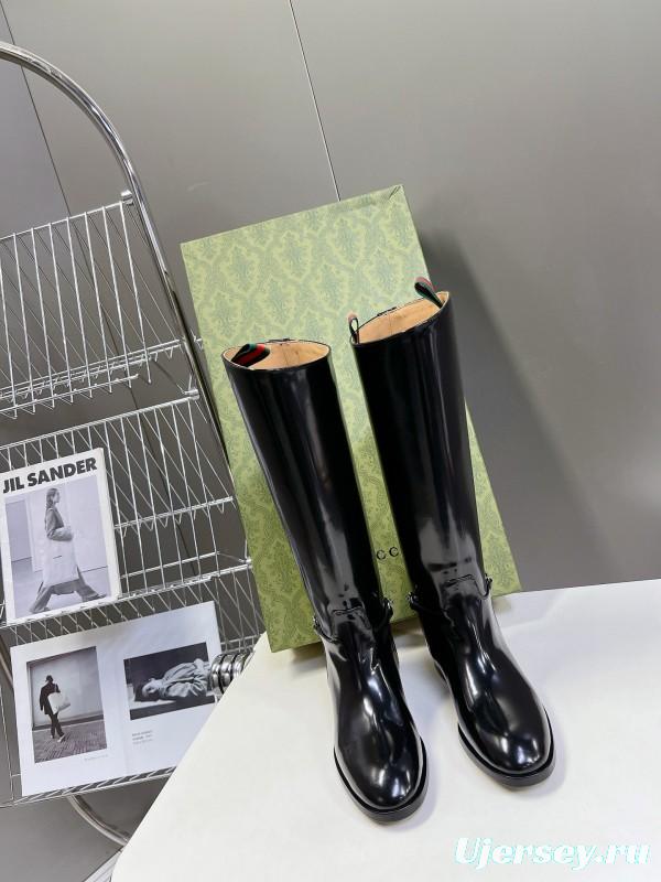2024 Women Gucci Black Leather Boots MJ00620